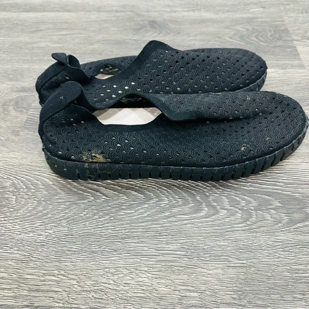 Ilse Jacobsen Black Tulip Perforated slip on Comfort Textured Sandals Size 39